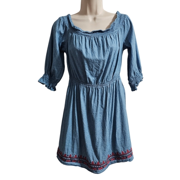 FLYING TOMATO Chambray Peasant Dress Size M - Picture 1 of 10